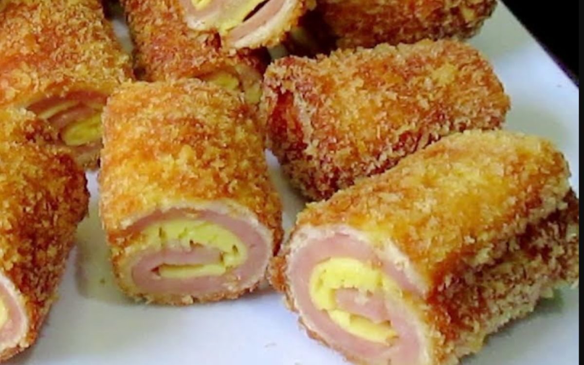 Rolinhos de Presunto e Queijo na Air Fryer